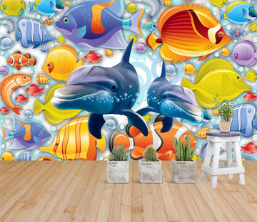 3D Submarine Fish WC23 Wall Murals Wallpaper AJ Wallpaper 2 