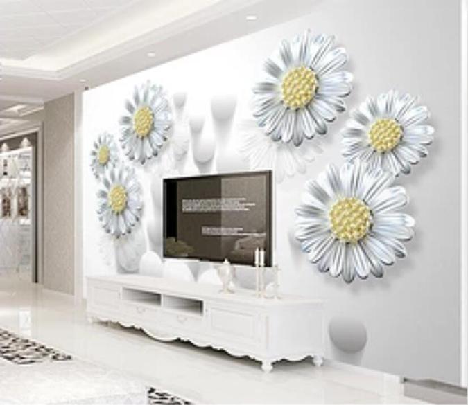 3D White Flowers 199 Wall Murals Wallpaper AJ Wallpaper 2 