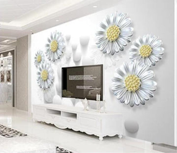 3D White Flowers 199 Wall Murals Wallpaper AJ Wallpaper 2 