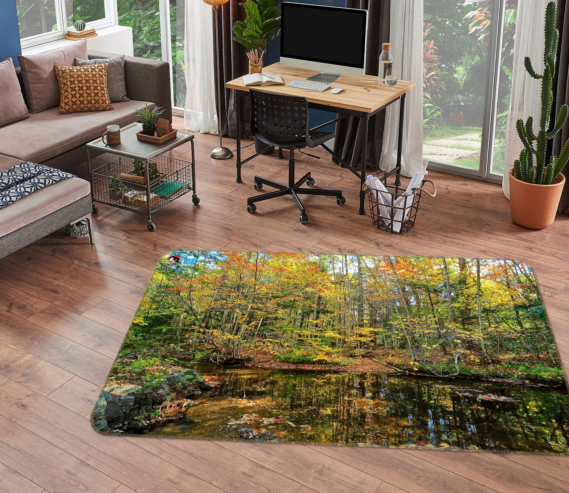 3D Pond Reflections 62222 Kathy Barefield Rug Non Slip Rug Mat