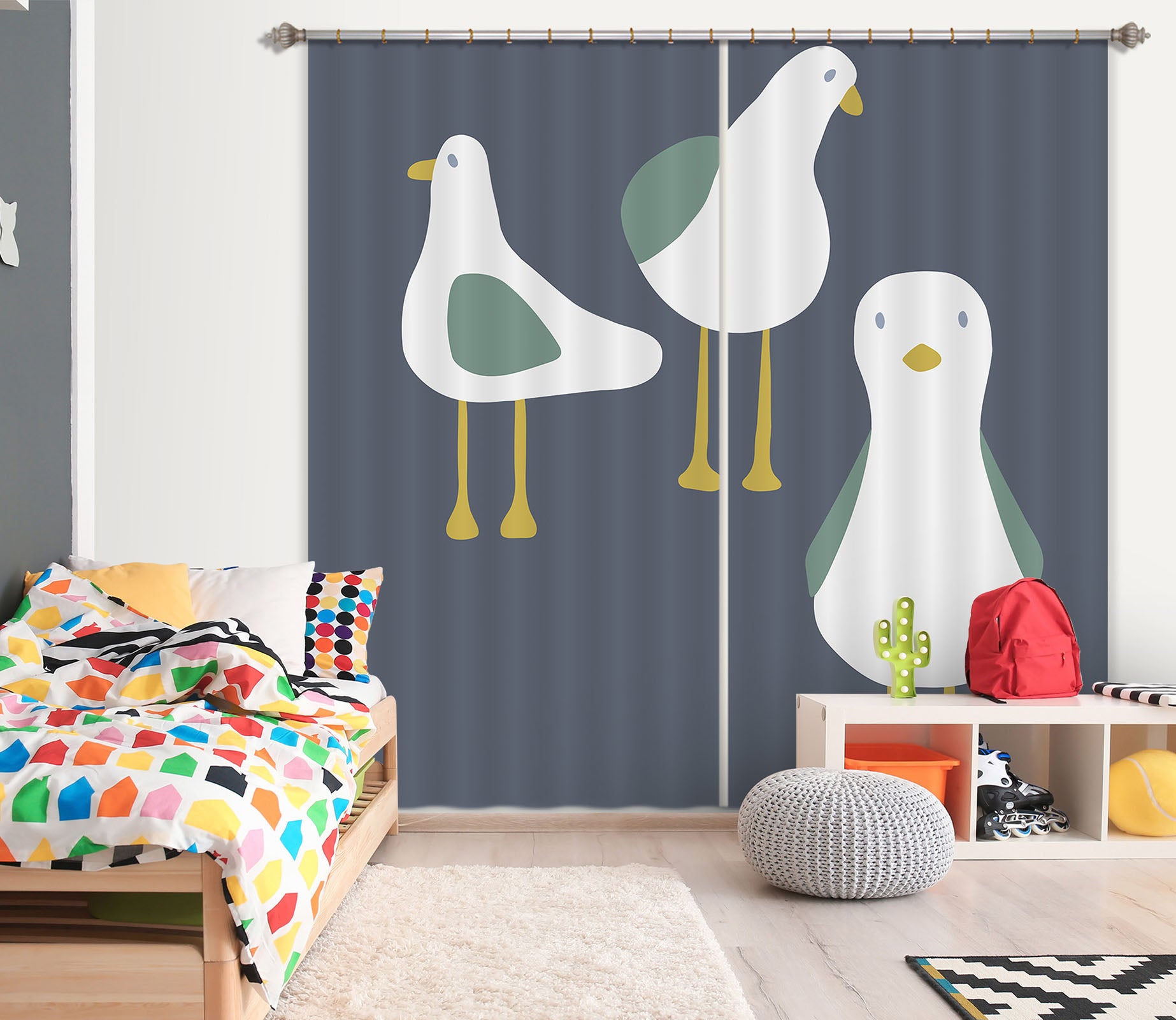 3D Cute Chick 046 Jillian Helvey Curtain Curtains Drapes