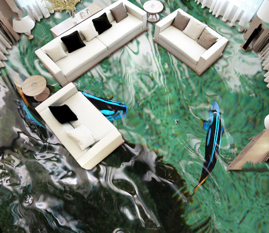 3D Blue Fish 471 Floor Mural  Wallpaper Murals Rug & Mat Print Epoxy waterproof bath floor