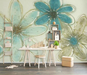 3D Blue Petals WG16 Wall Murals Wallpaper AJ Wallpaper 2 