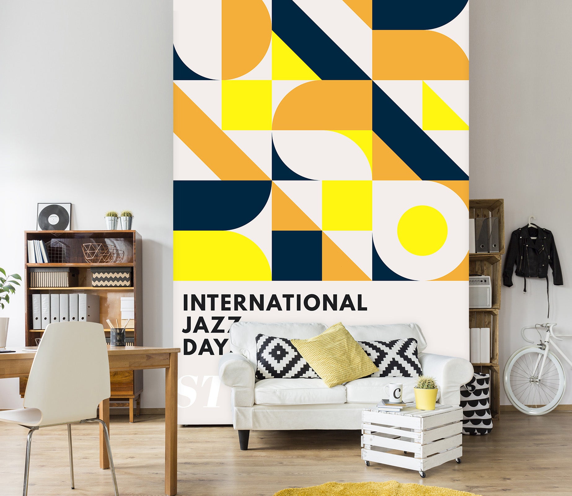 3D Yellow Geometry 1464 Boris Draschoff Wall Mural Wall Murals