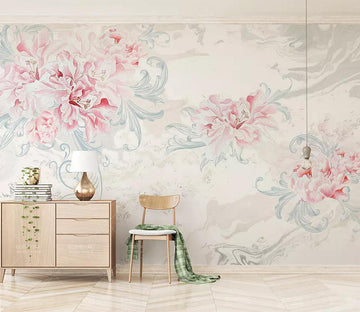 3D Pink Peony Painting WC578 Wall Murals