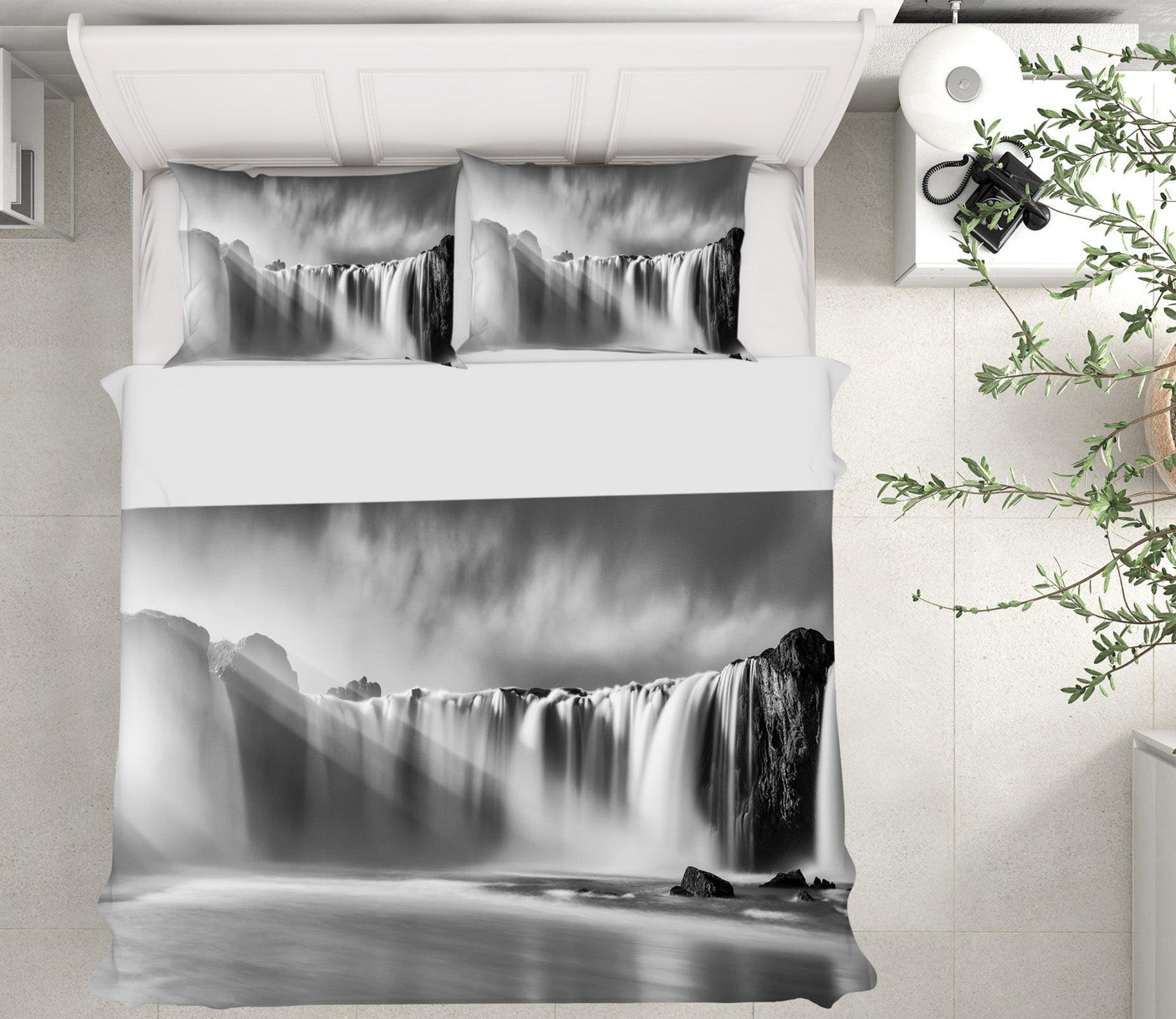 3D Black Waterfall 080 Marco Carmassi Bedding Bed Pillowcases Quilt