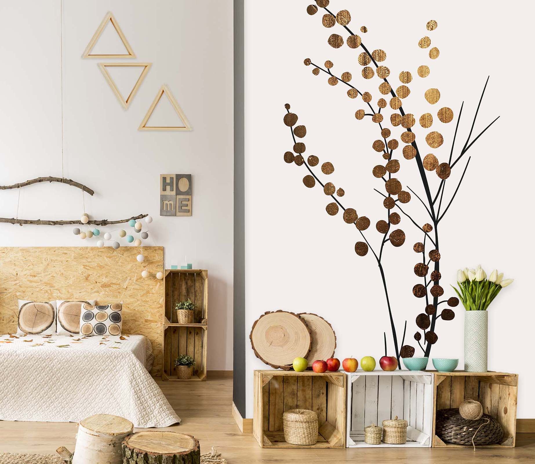3D Golden Twig 1449 Boris Draschoff Wall Mural Wall Murals