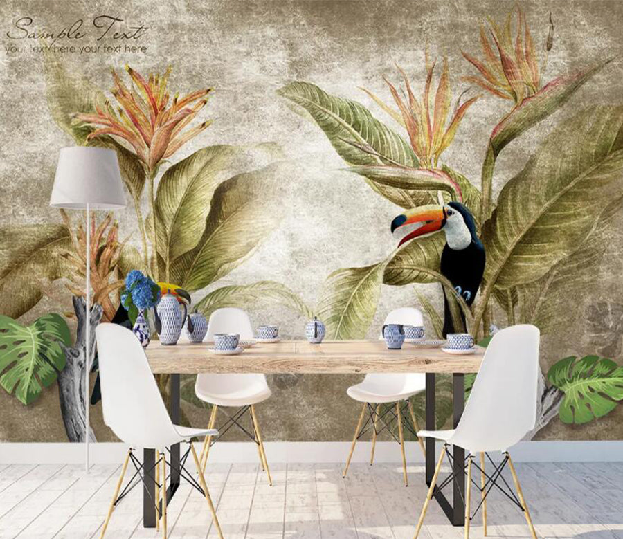 3D Toucan Flower WG751 Wall Murals