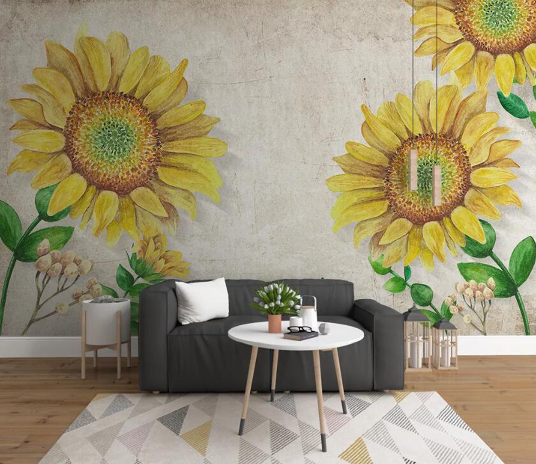 3D Sunflower WC67 Wall Murals Wallpaper AJ Wallpaper 2 