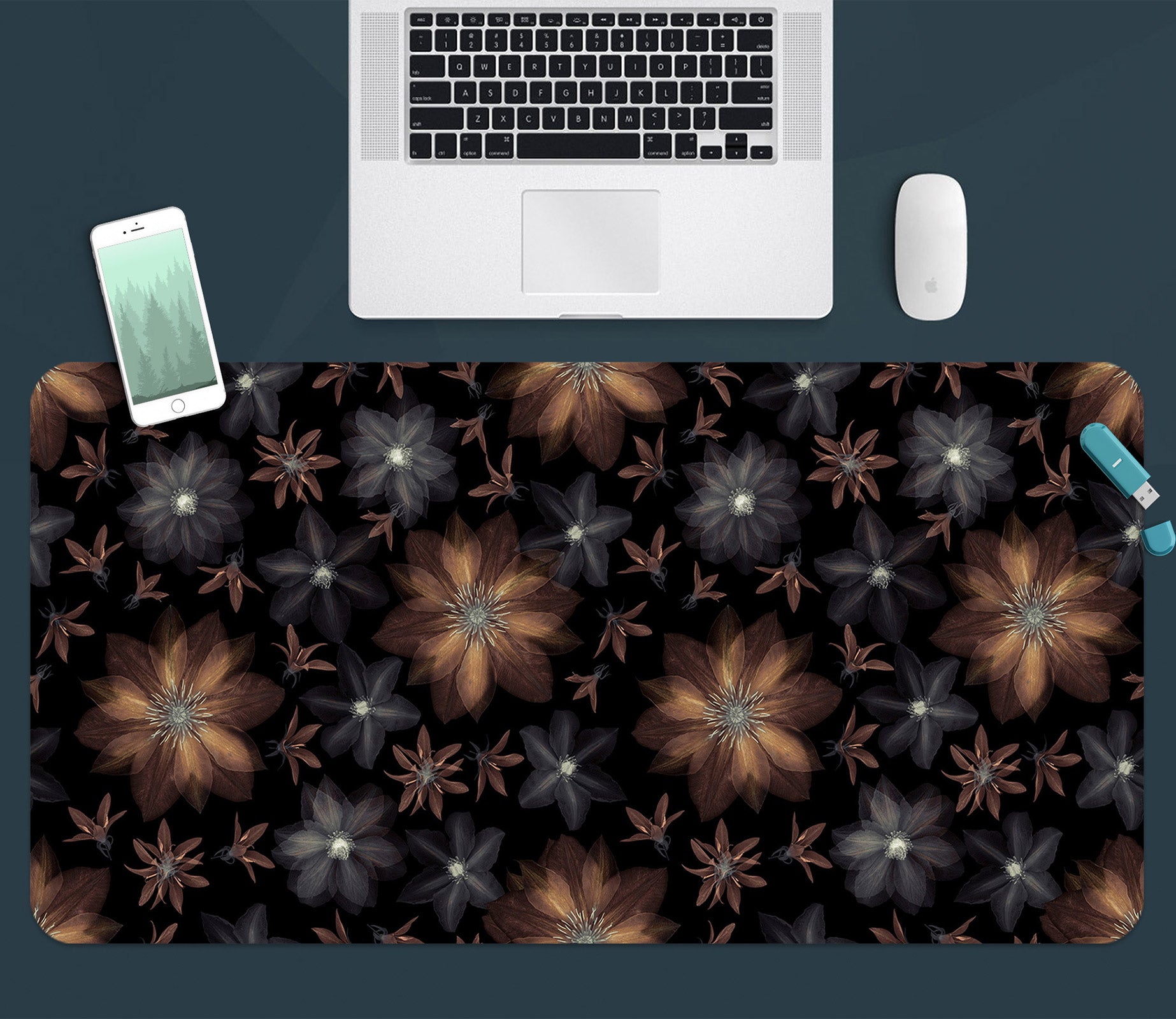 3D Flower Pattern 12471 Assaf Frank Desk Mat