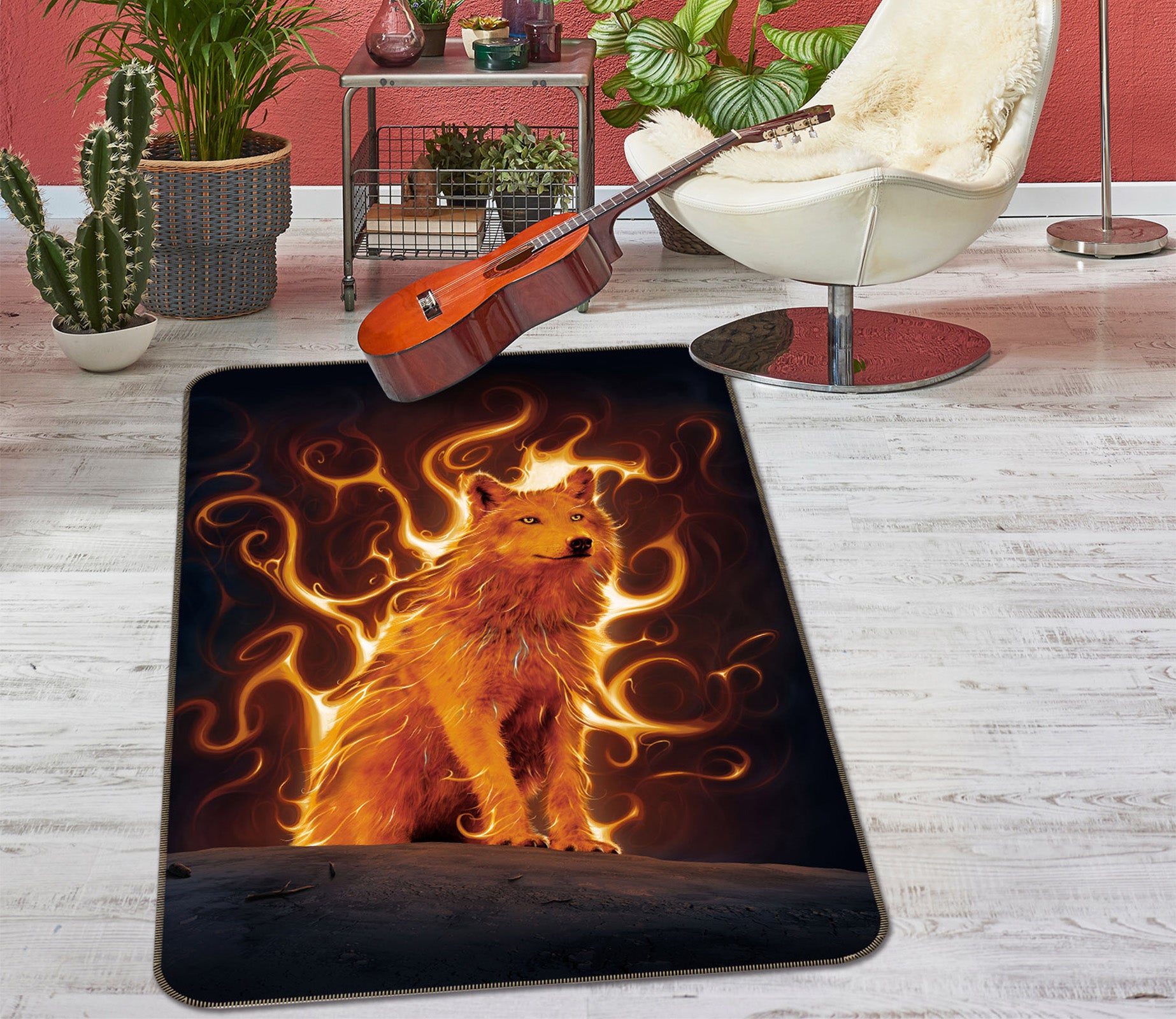 3D Phoenix Wolf Def 1058 Vincent Hie Rug Non Slip Rug Mat