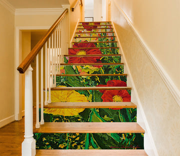 3D Yellow Red Flowers 89205 Allan P. Friedlander Stair Risers
