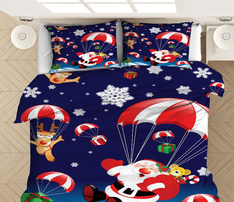 3D Santa Parachute 32137 Christmas Quilt Duvet Cover Xmas Bed Pillowcases
