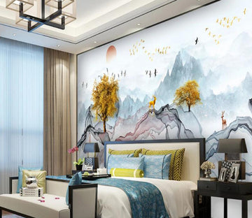 3D Mountain Trees 156 Wall Murals