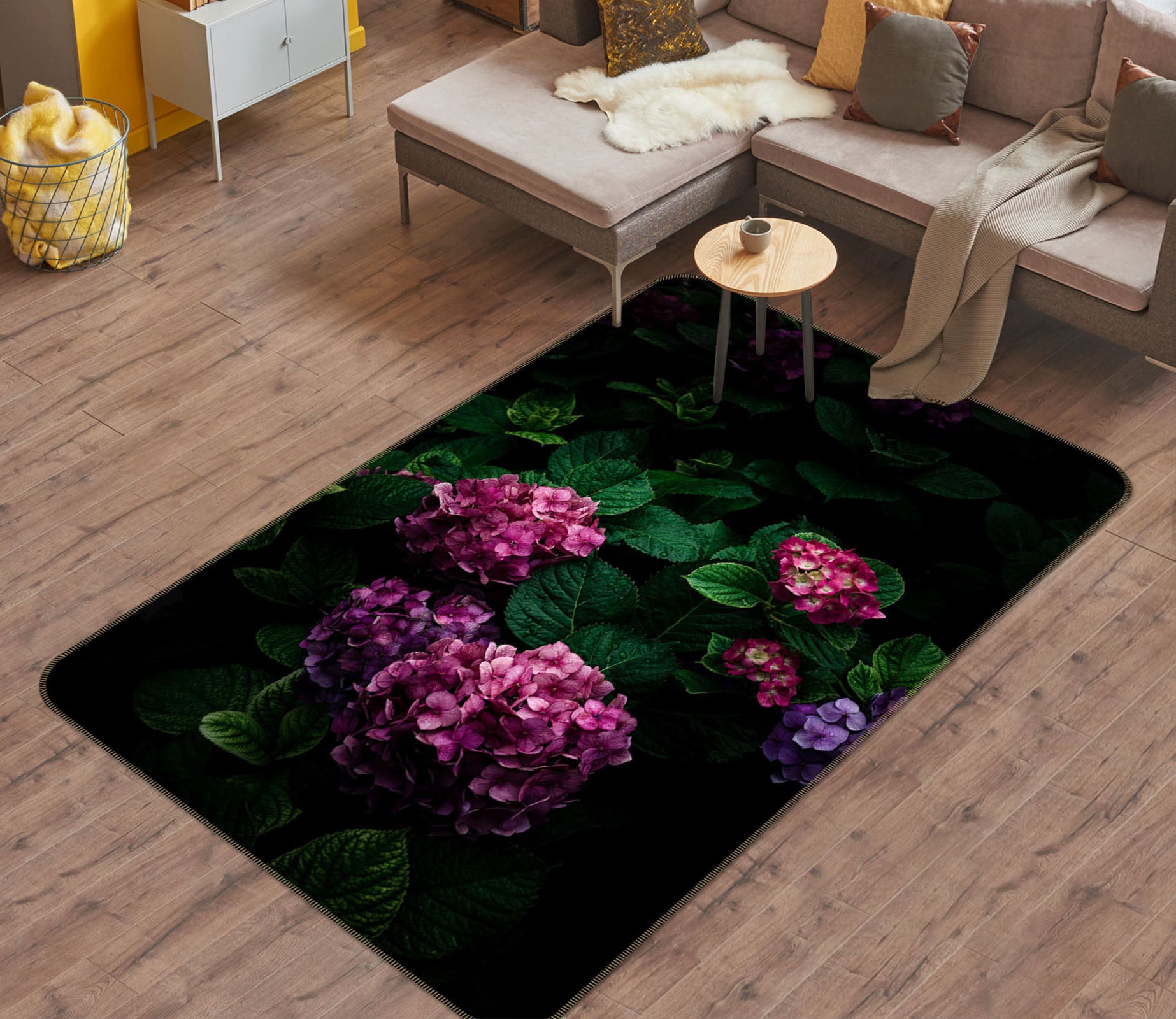 3D Pink Hydrangea 1009 Noirblanc777 Rug Non Slip Rug