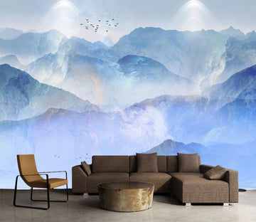 3D Purple And Blue Mountains 2047 Wall Murals