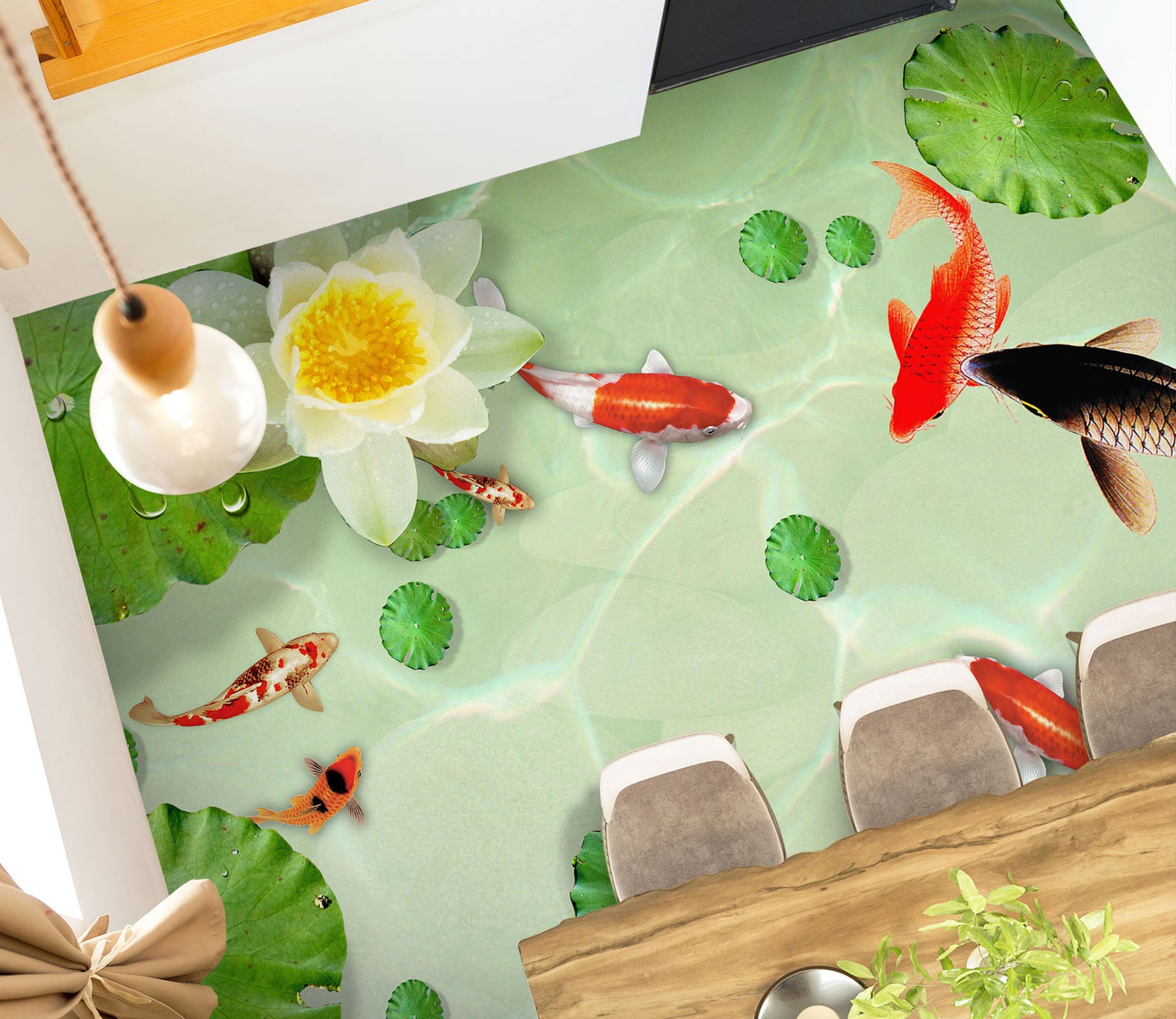 3D Literary Water Lily 1415 Floor Mural  Wallpaper Murals Self-Adhesive Removable Print Epoxy