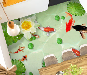 3D Literary Water Lily 1415 Floor Mural  Wallpaper Murals Self-Adhesive Removable Print Epoxy