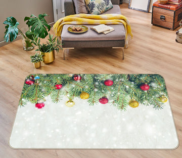 3D Branches Ball 56242 Christmas Non Slip Rug Mat Xmas