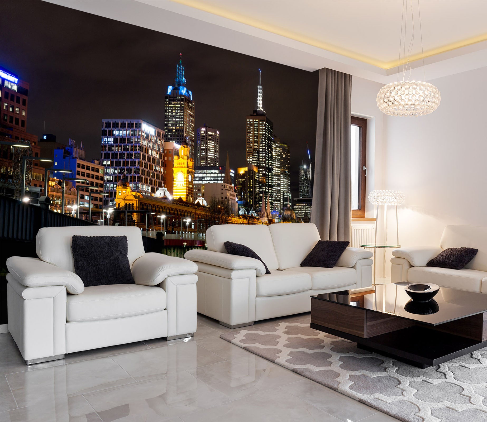 3D Night Building 1126 Wall Murals