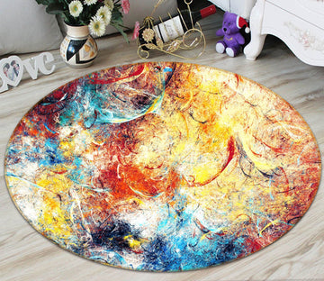3D Colored Beautiful Scratches 93 Round Non Slip Rug Mat Mat AJ Creativity Home 