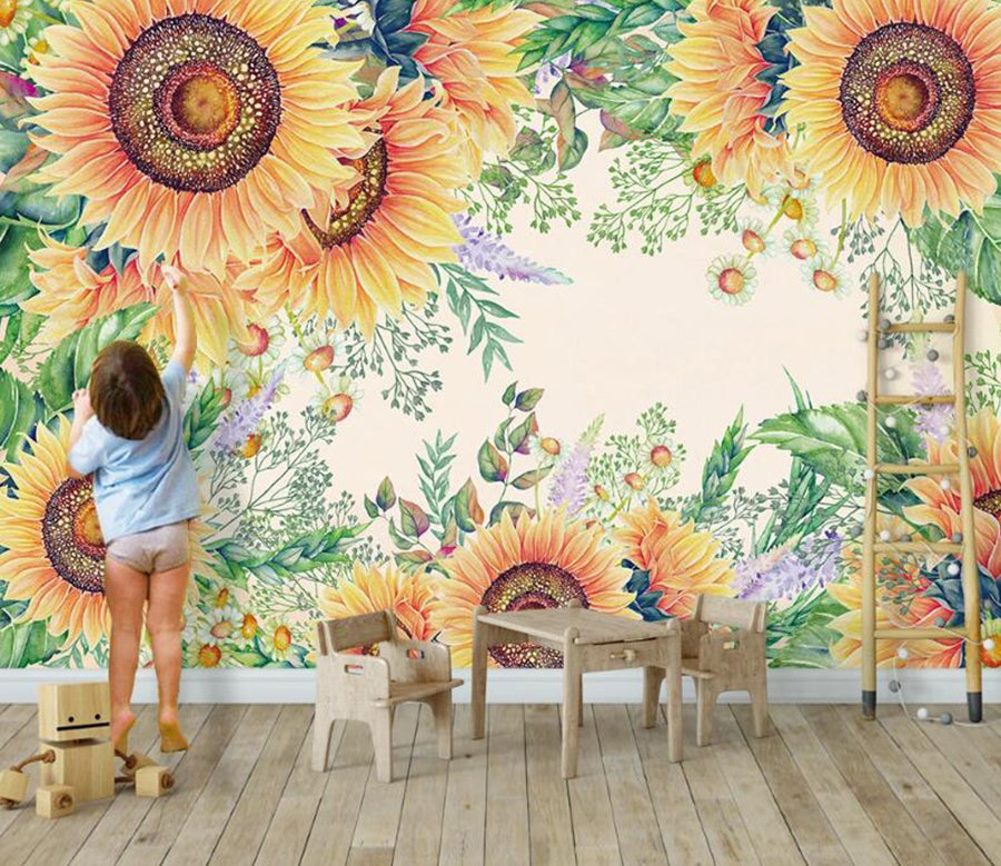 3D Warm Sunflower 977 Wall Murals