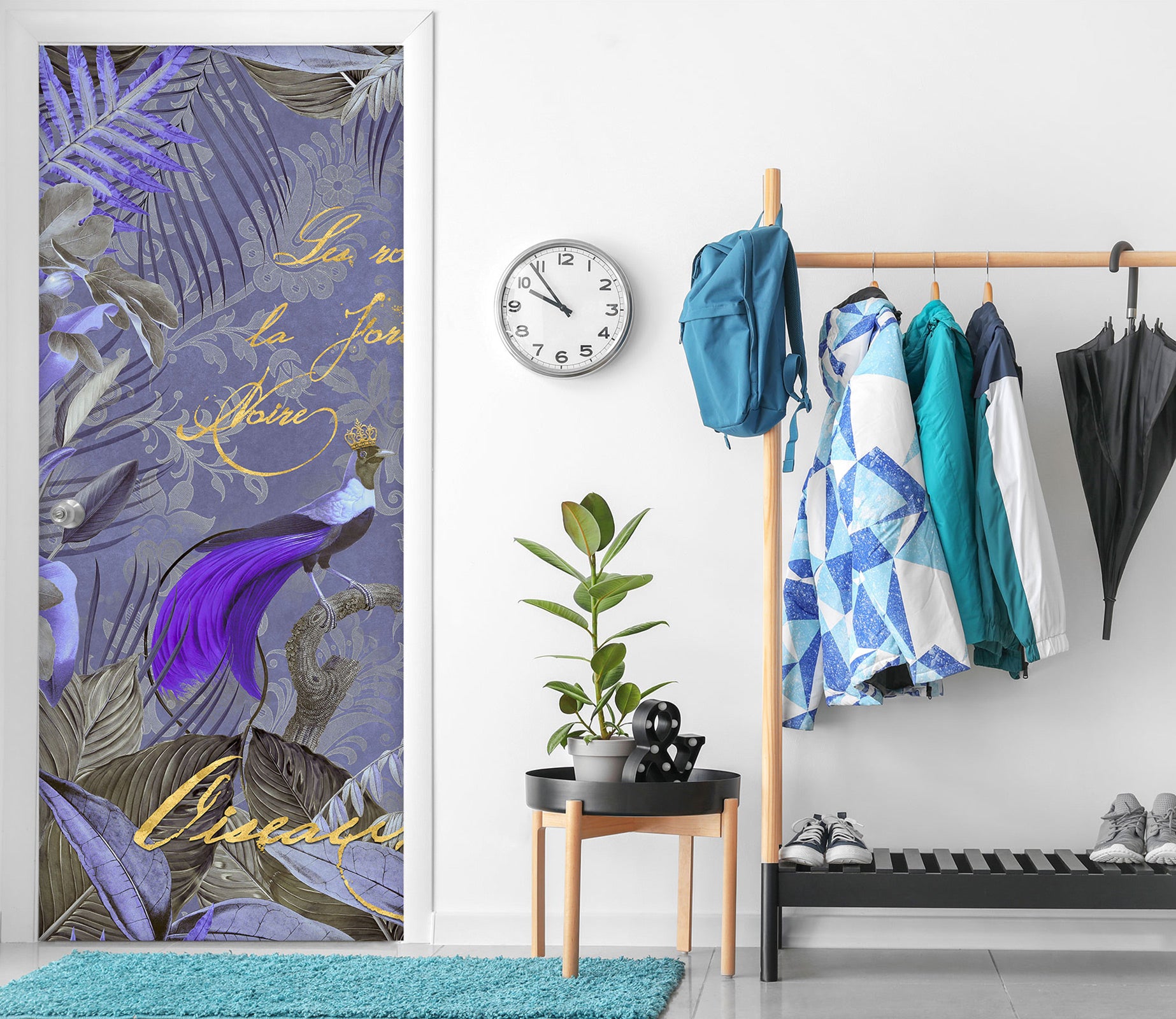 3D Purple Bird Grove 11926 Andrea Haase Door Mural