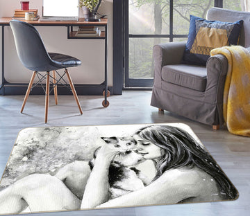 3D White Kitten 1026 Non Slip Rug Mat