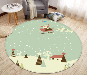 3D Cartoon Sleigh Old Man 082 Round Non Slip Rug Mat Mat AJ Creativity Home 