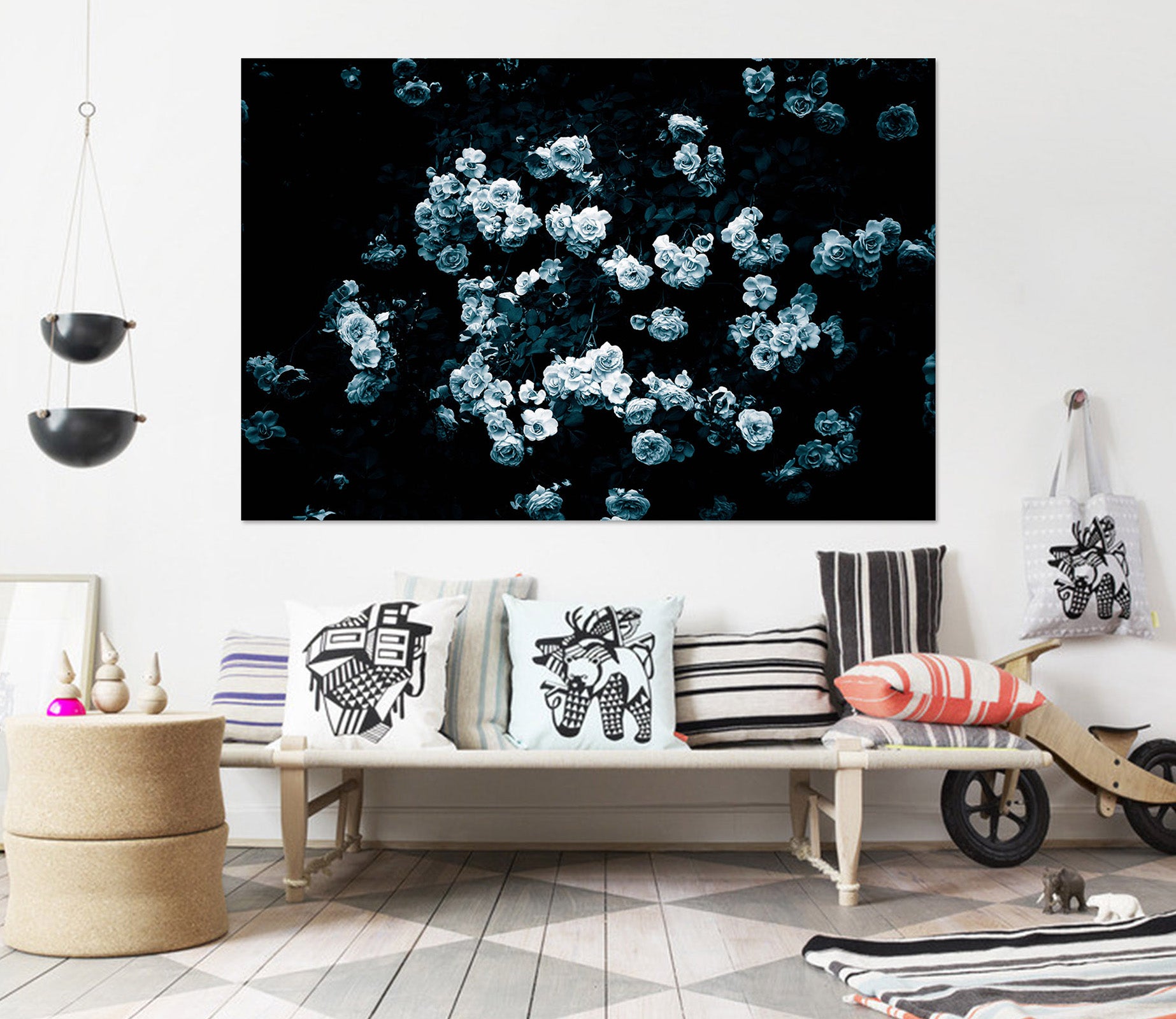 3D Rose In Bloom 016 Noirblanc777 Wall Sticker
