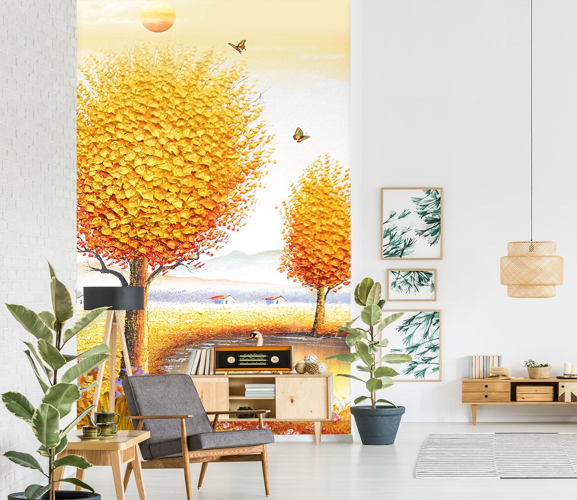 3D Golden Forest 1873 Wall Murals