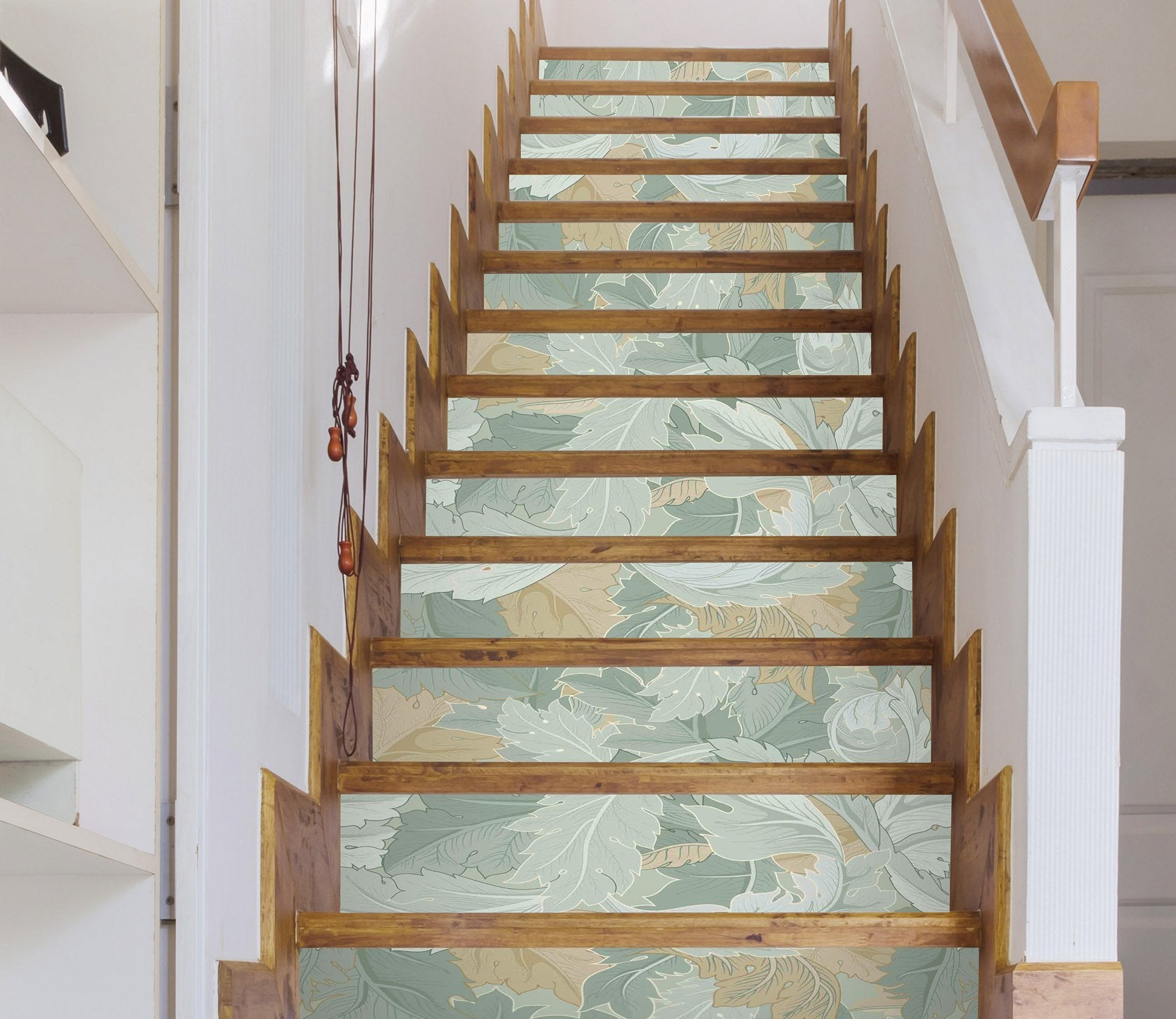 3D Green Leaf 477 Stair Risers Wallpaper AJ Wallpaper 