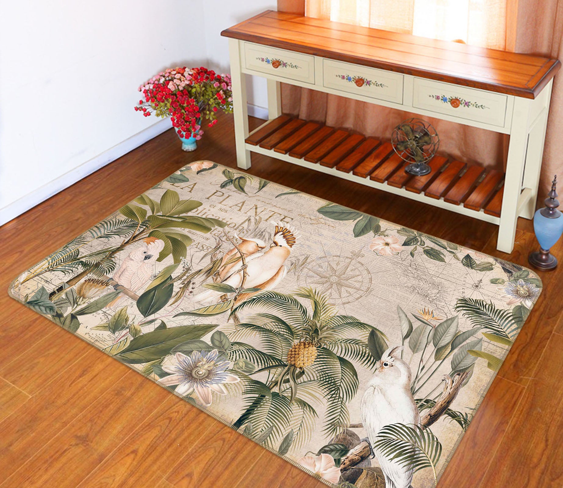 3D Parrot Friend 1043 Andrea haase Rug Non Slip Rug Mat