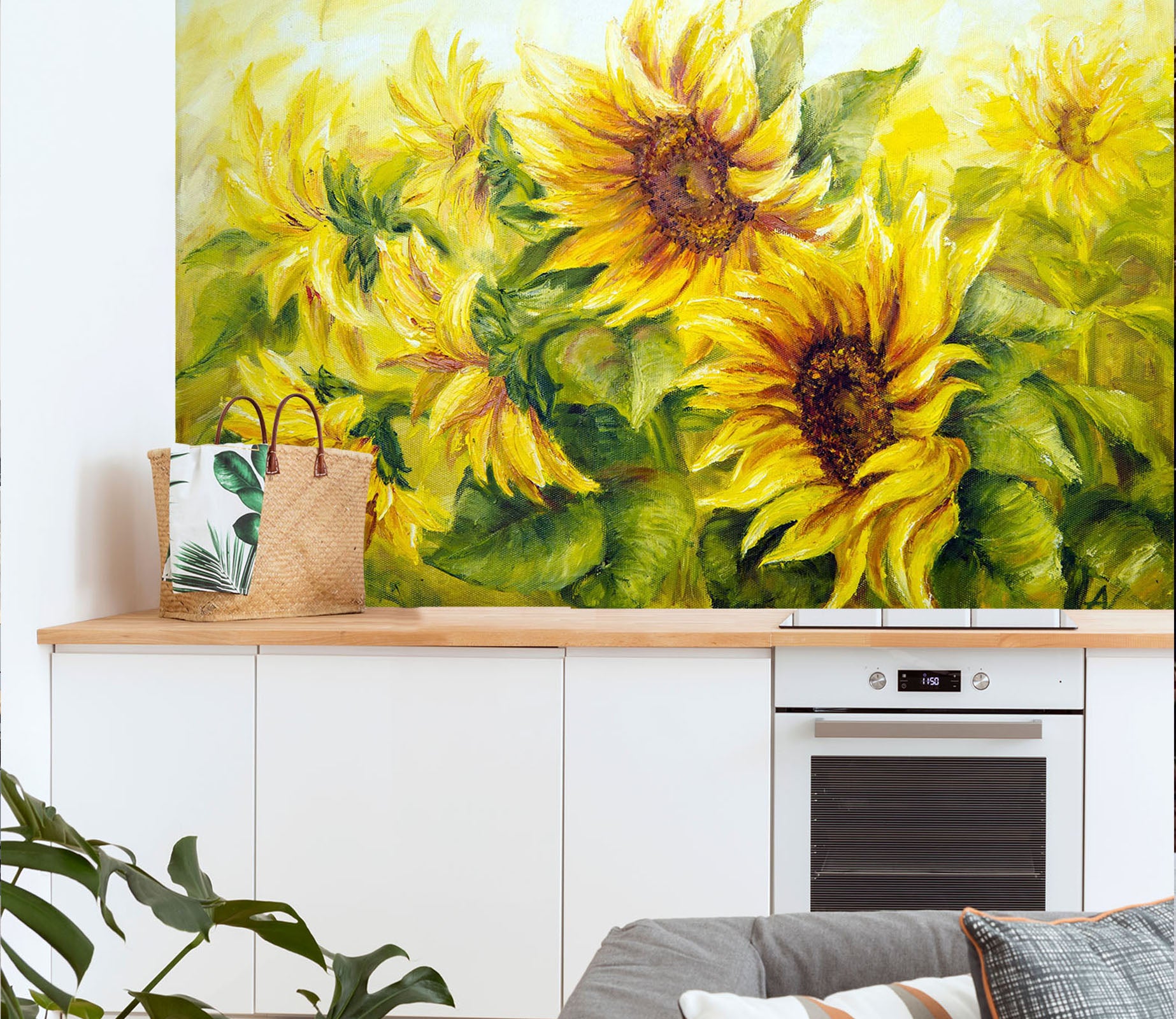 3D Oil Painting Sunflower 151 Wall Murals