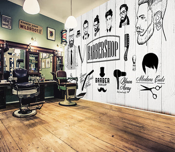3D Men Look 1422 Barber Shop Wall Murals