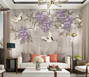 3D Flower Crane WC1556 Wall Murals
