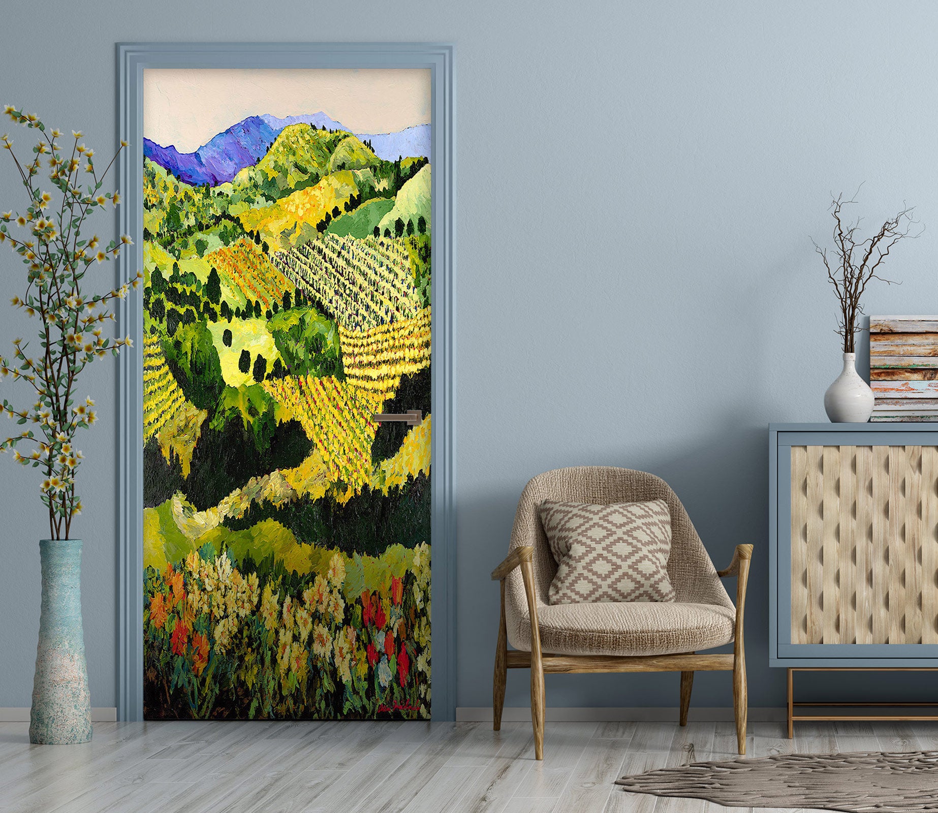 3D Hillside Meadow Green Field 9333 Allan P. Friedlander Door Mural