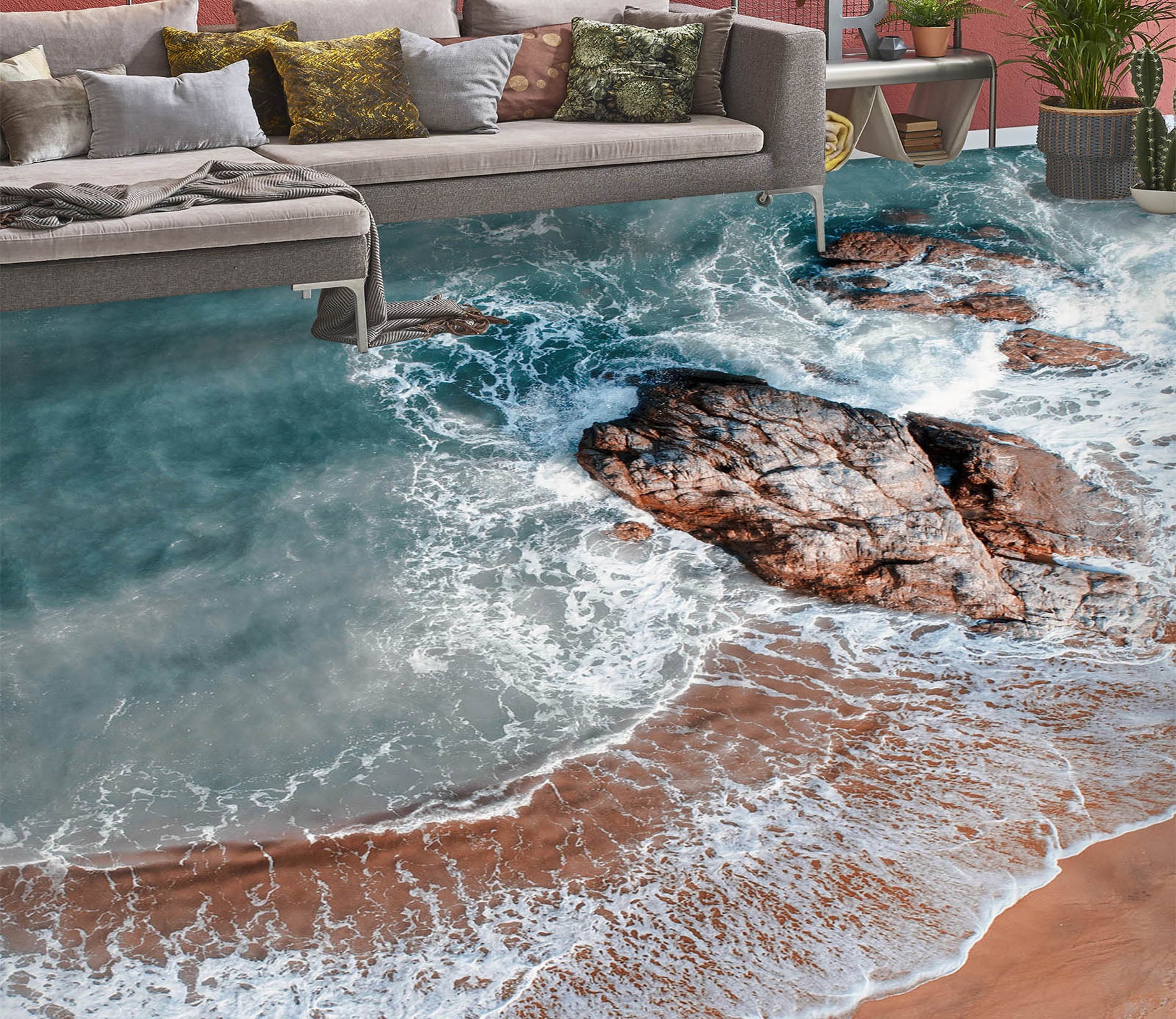 3D Beach Waves 287 Floor Mural  Wallpaper Murals Rug & Mat Print Epoxy waterproof bath floor