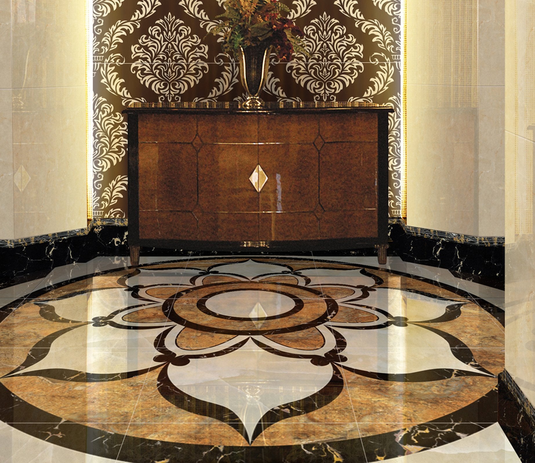 3D Black Marble Pattern WG395 Floor Mural Wallpaper AJ Wallpaper 2 