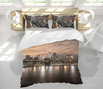 3D City Night View Bridge Building 85131 Assaf Frank Bedding Bed Pillowcases Quilt