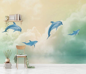3D Dolphins In The Sky 2019 Wall Murals