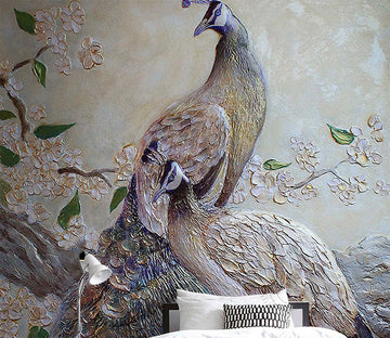 3D Leaf Peacock WG235 Wall Murals