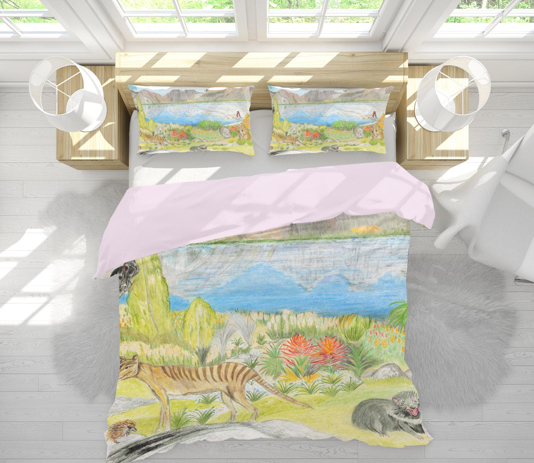 3D Prairie Lion 026 Michael Sewell Bedding Bed Pillowcases Quilt