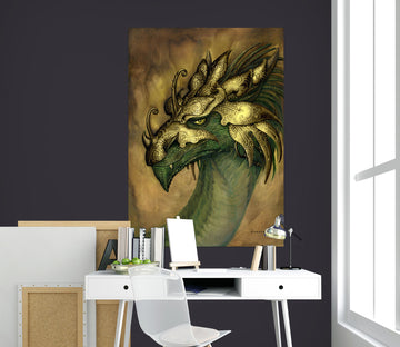 3D Green-Gold Dragon 8131 Ciruelo Wall Sticker