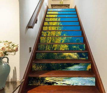 3D Towering Yellow Trees By The River 178 Stair Risers