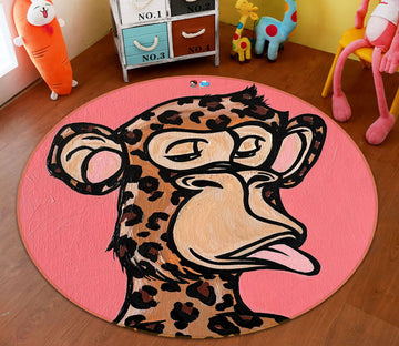 3D Giraffe Monkey 8241 Jacqueline Reynoso Rug Round Non Slip Rug Mat