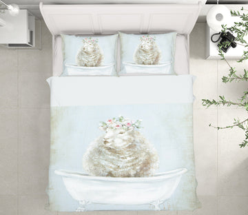 3D Wreathed Sheep Bathtub 2141 Debi Coules Bedding Bed Pillowcases Quilt