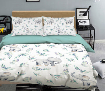 3D Elephant Rose 221 Uta Naumann Bedding Bed Pillowcases Quilt