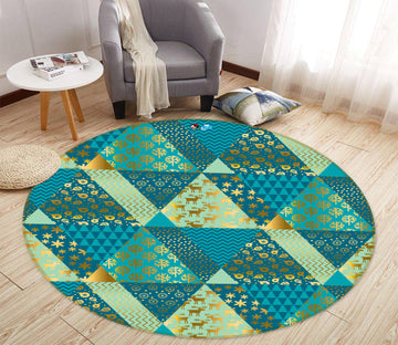 3D Green Triangle 55221 Christmas Round Non Slip Rug Mat Xmas