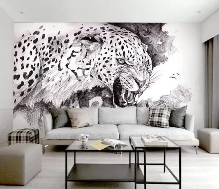3D Toothed Leopard WG584 Wall Murals